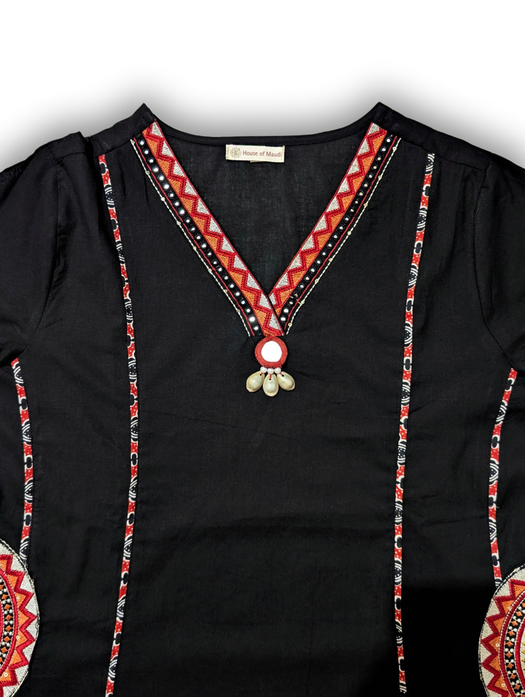 Black  A-Line Suit Set with Printed Dupatta