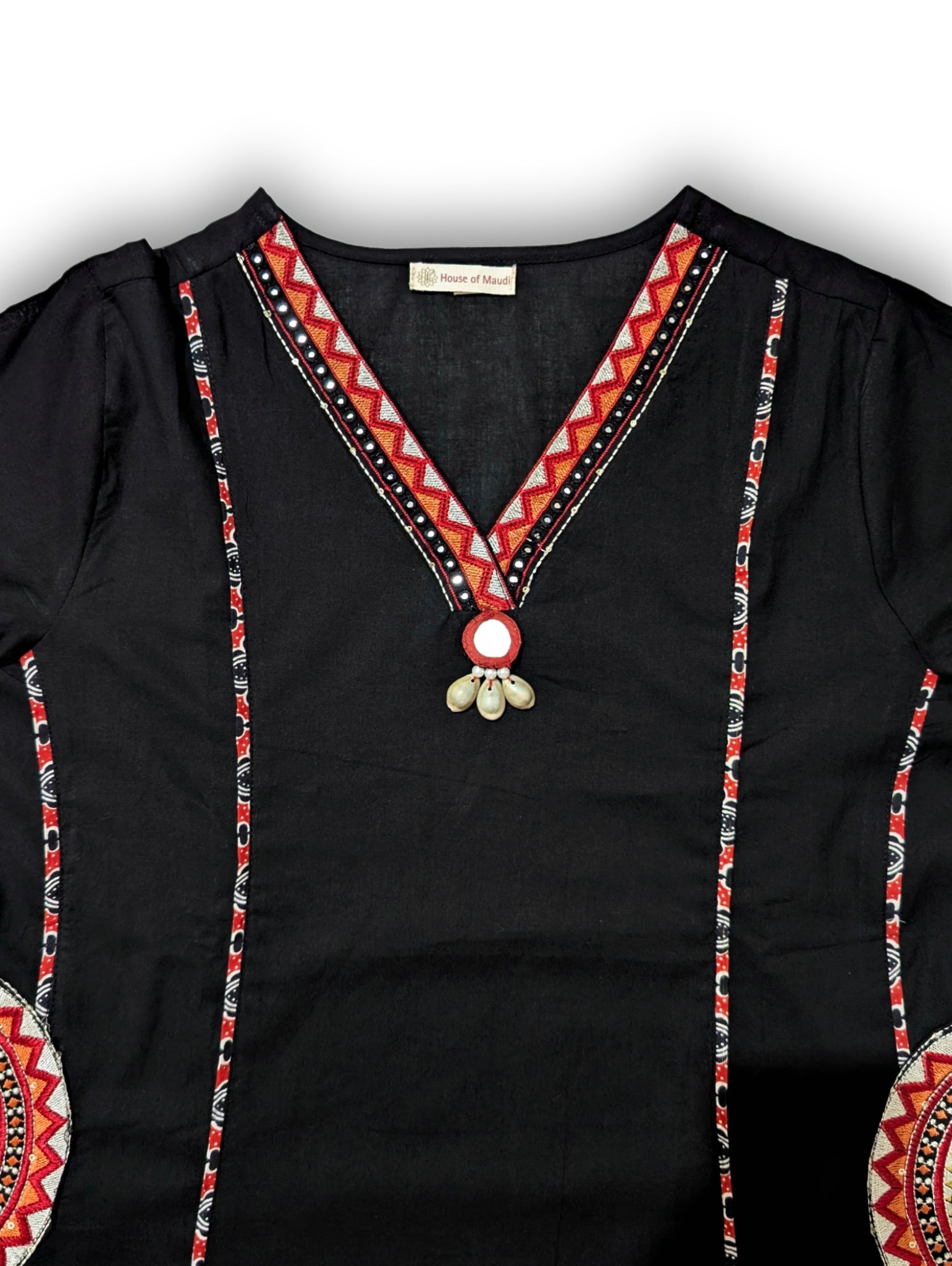 Black  A-Line Suit Set with Printed Dupatta