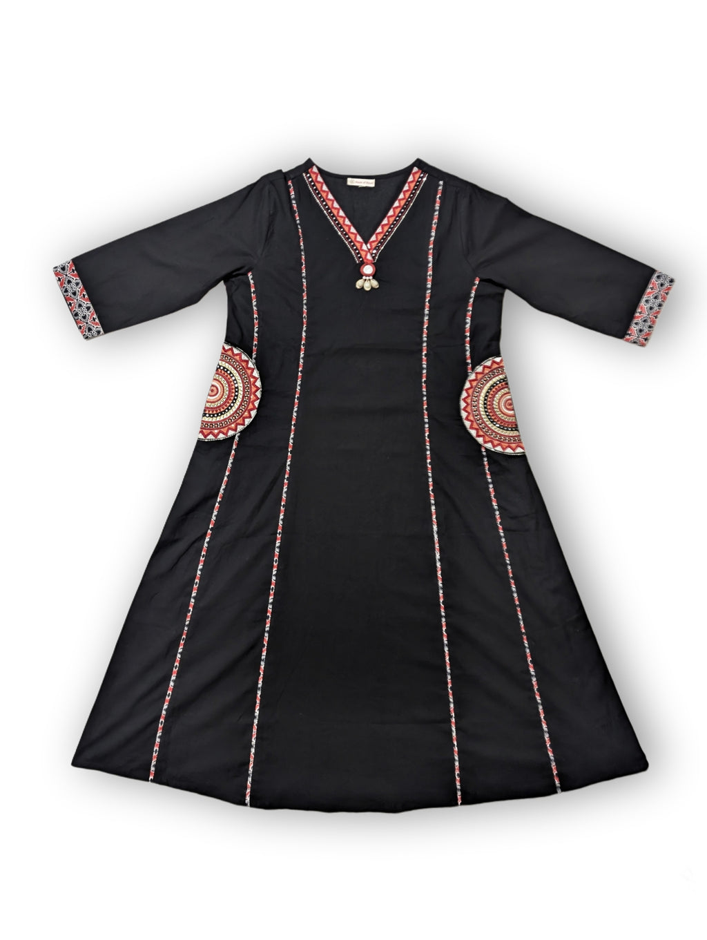 Black  A-Line Suit Set with Printed Dupatta