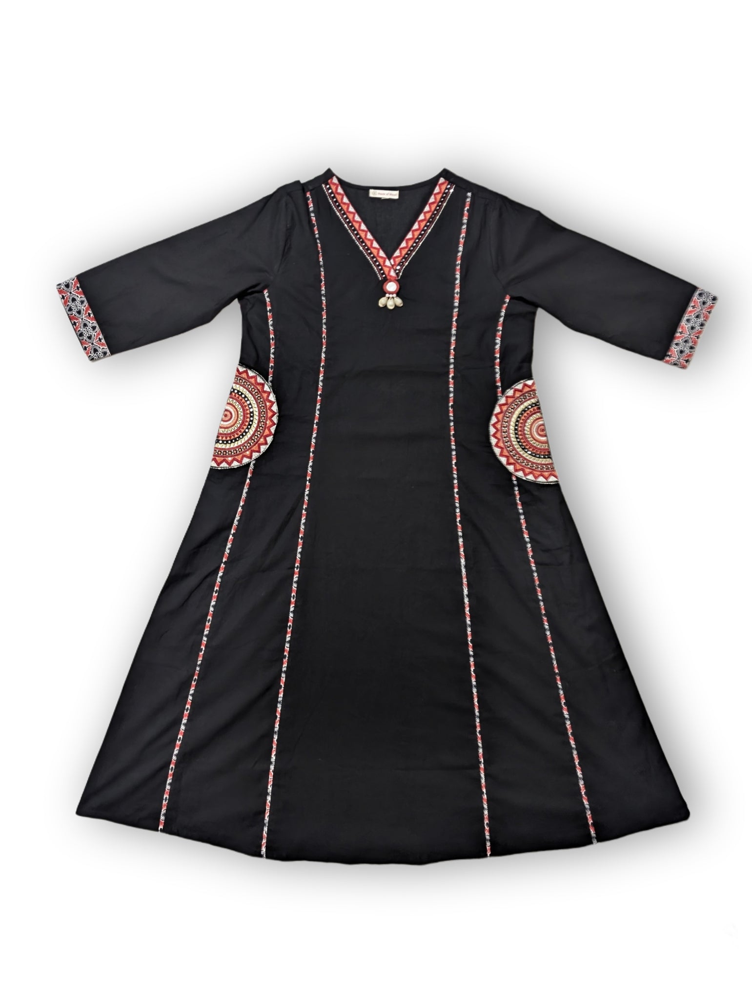 Black  A-Line Suit Set with Printed Dupatta