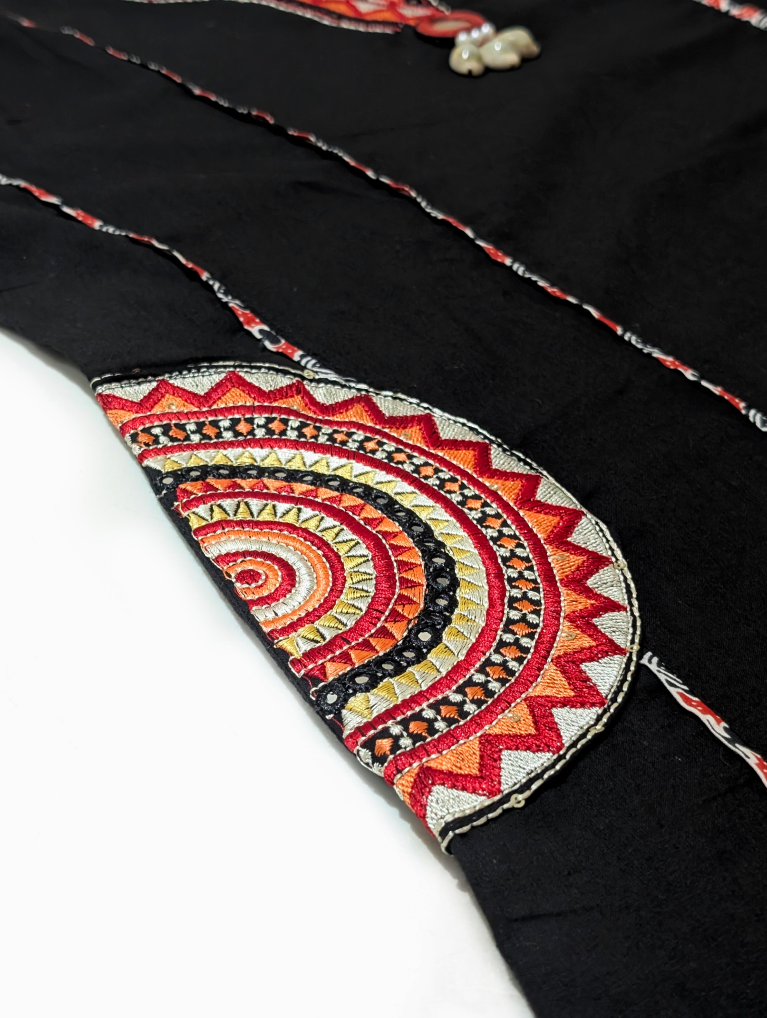 Black  A-Line Suit Set with Printed Dupatta