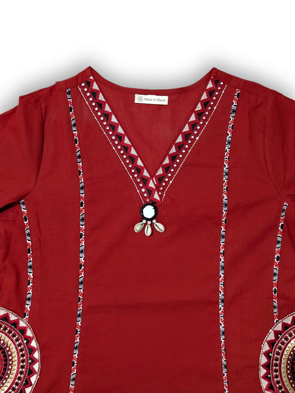 Red A-Line Suit Set with Printed Dupatta