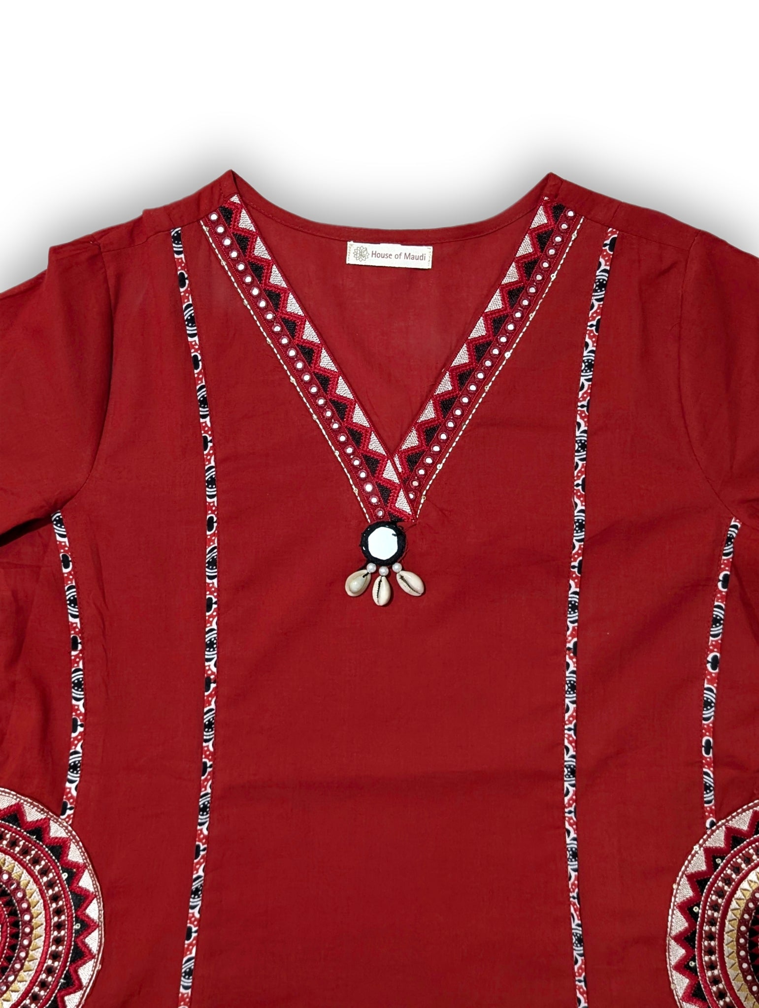 Red A-Line Suit Set with Printed Dupatta