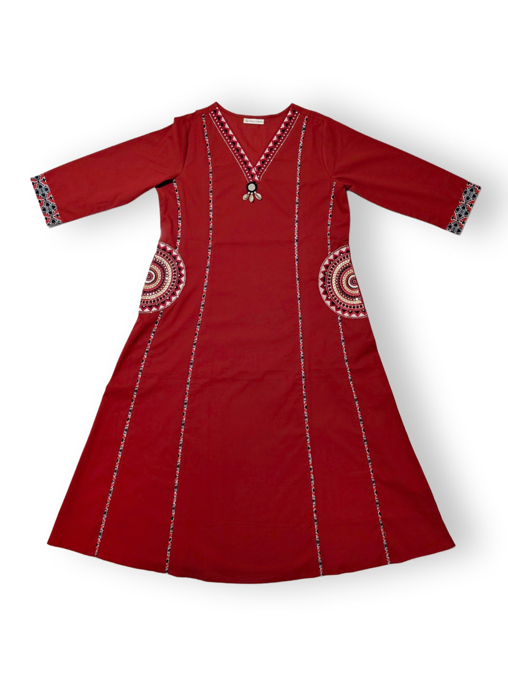 Red A-Line Suit Set with Printed Dupatta