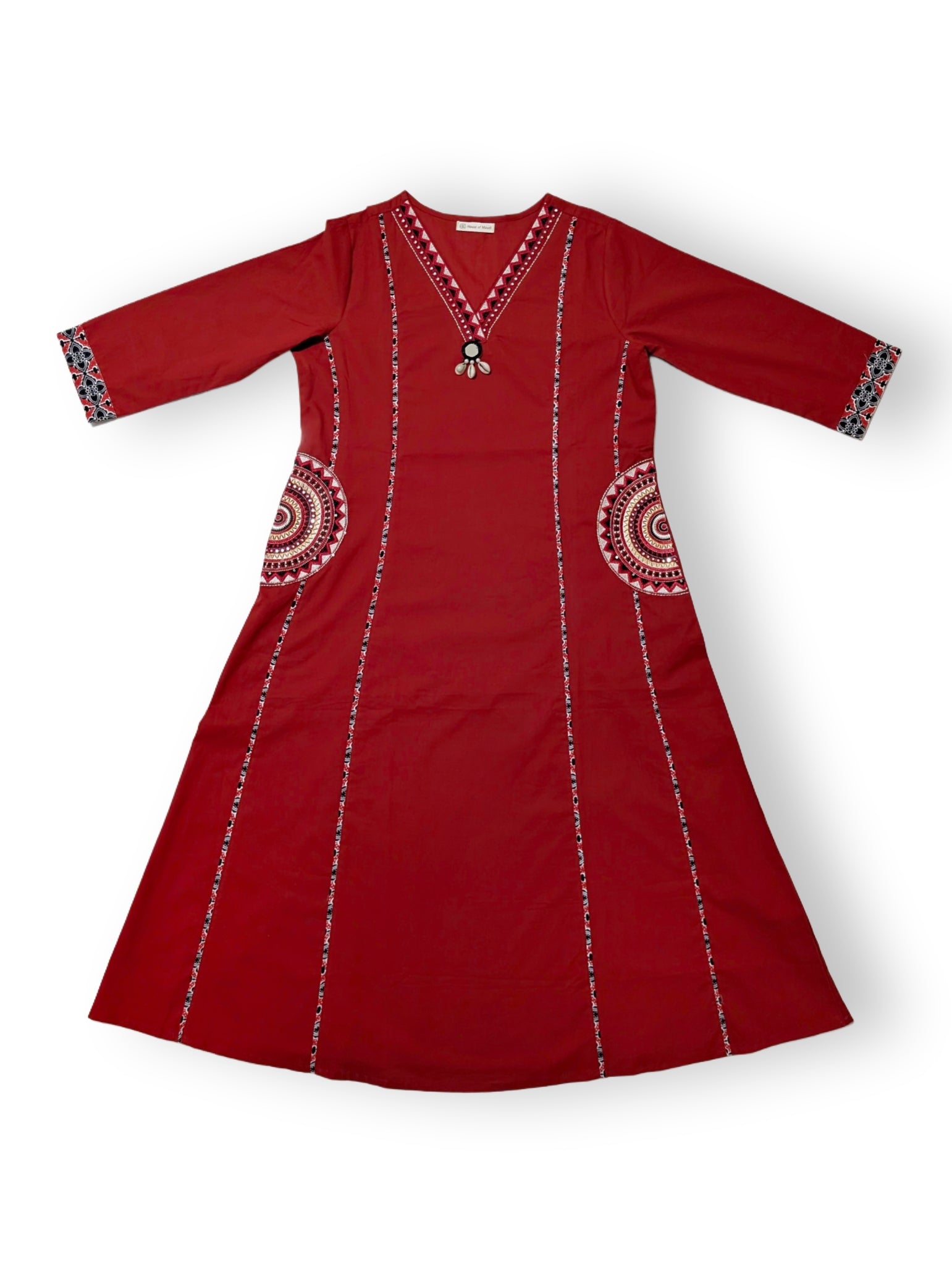 Red A-Line Suit Set with Printed Dupatta