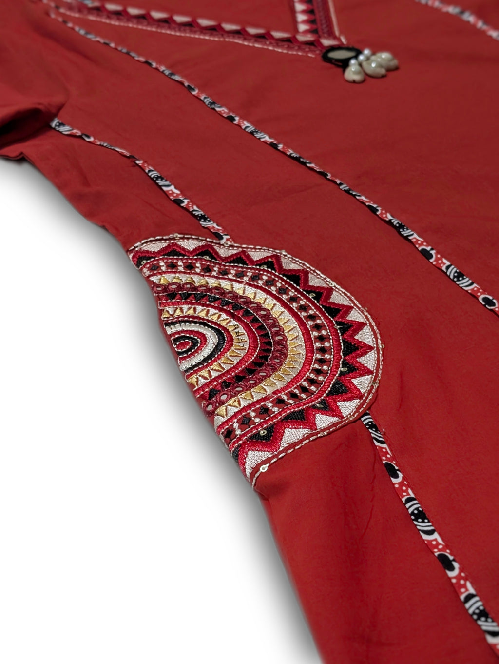 Red A-Line Suit Set with Printed Dupatta