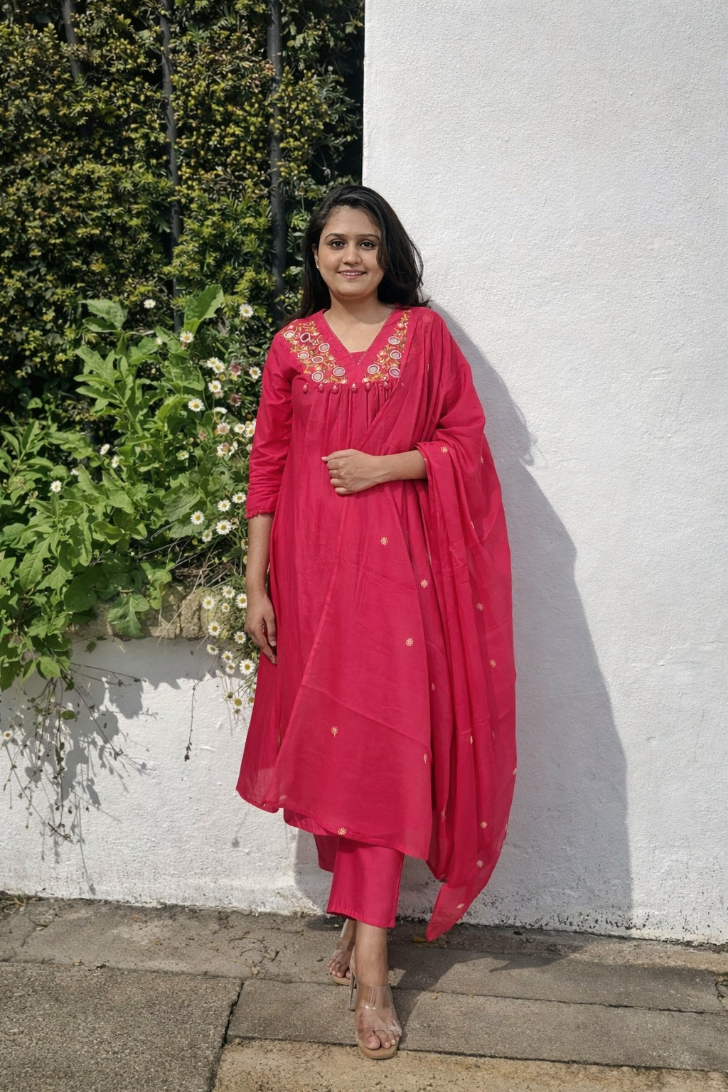 Gulabi Noor Mul Cotton Embroidered Suit Set