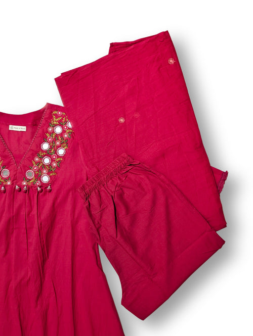 Gulabi Noor Mul Cotton Embroidered Suit Set