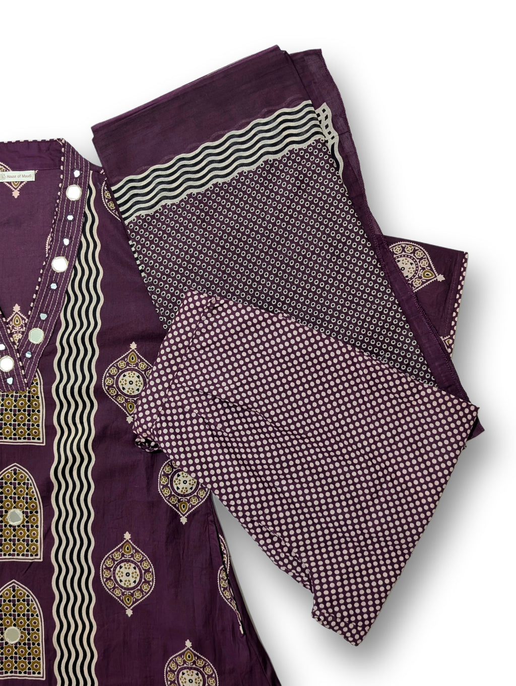 Noor Wine Printed A-Line Suit Set