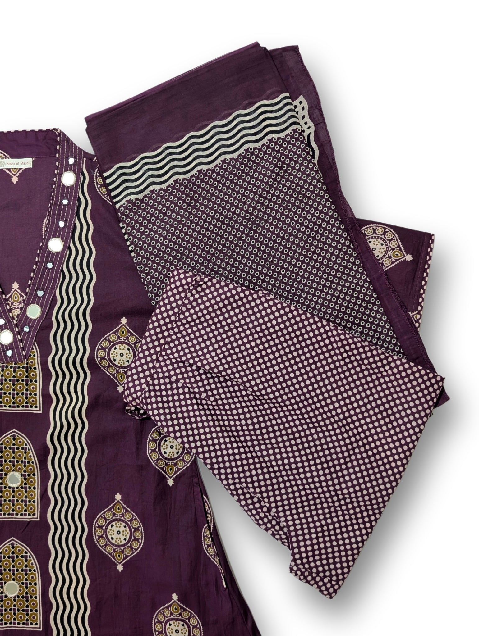 Noor Wine Printed A-Line Suit Set