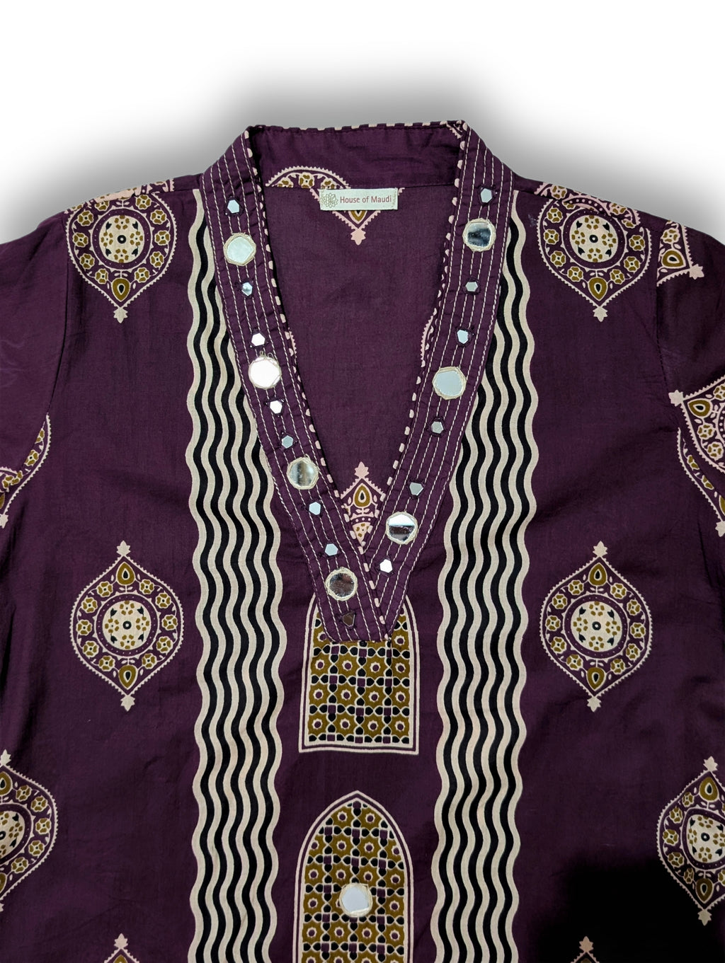 Noor Wine Printed A-Line Suit Set