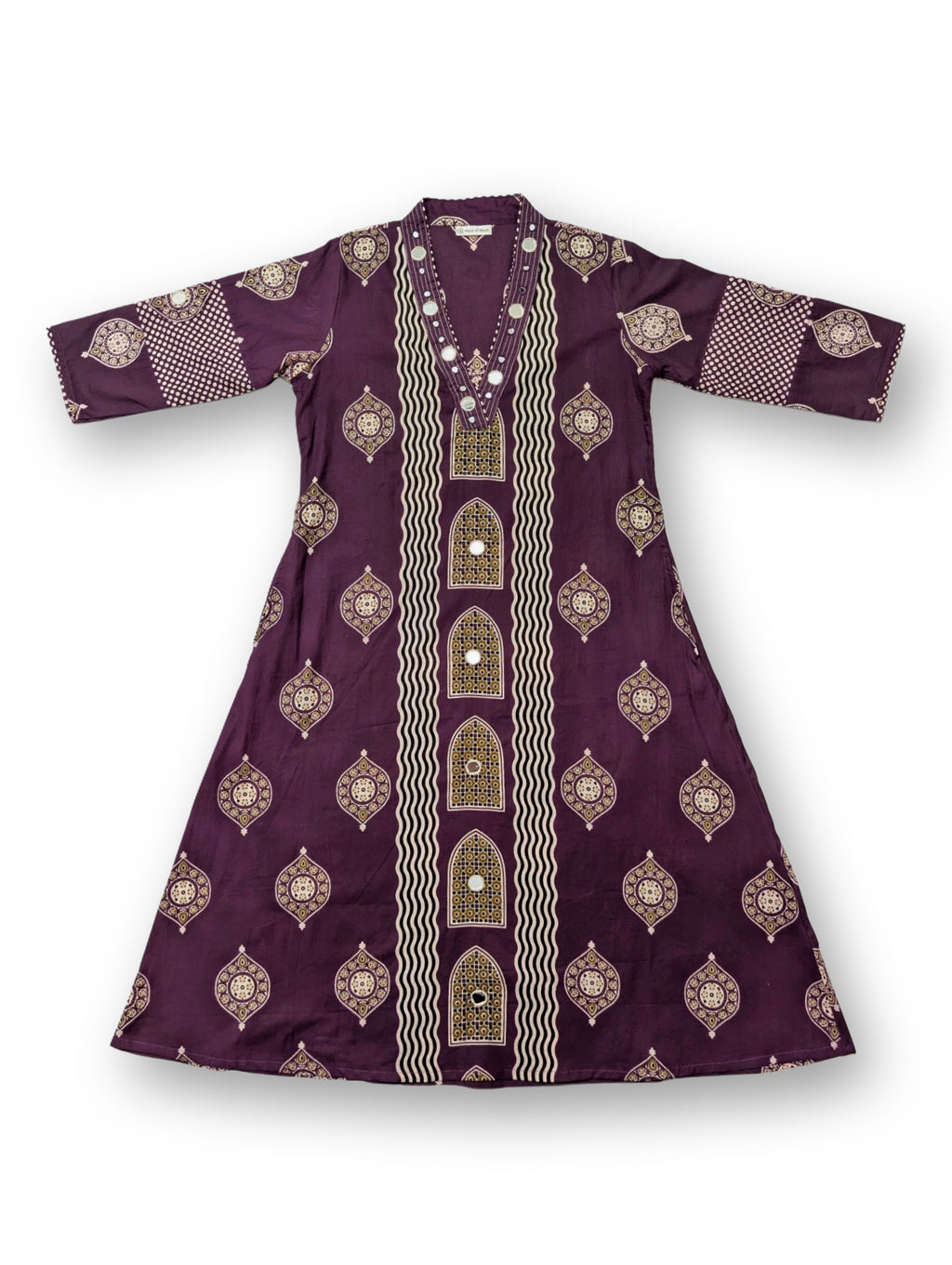 Noor Wine Printed A-Line Suit Set