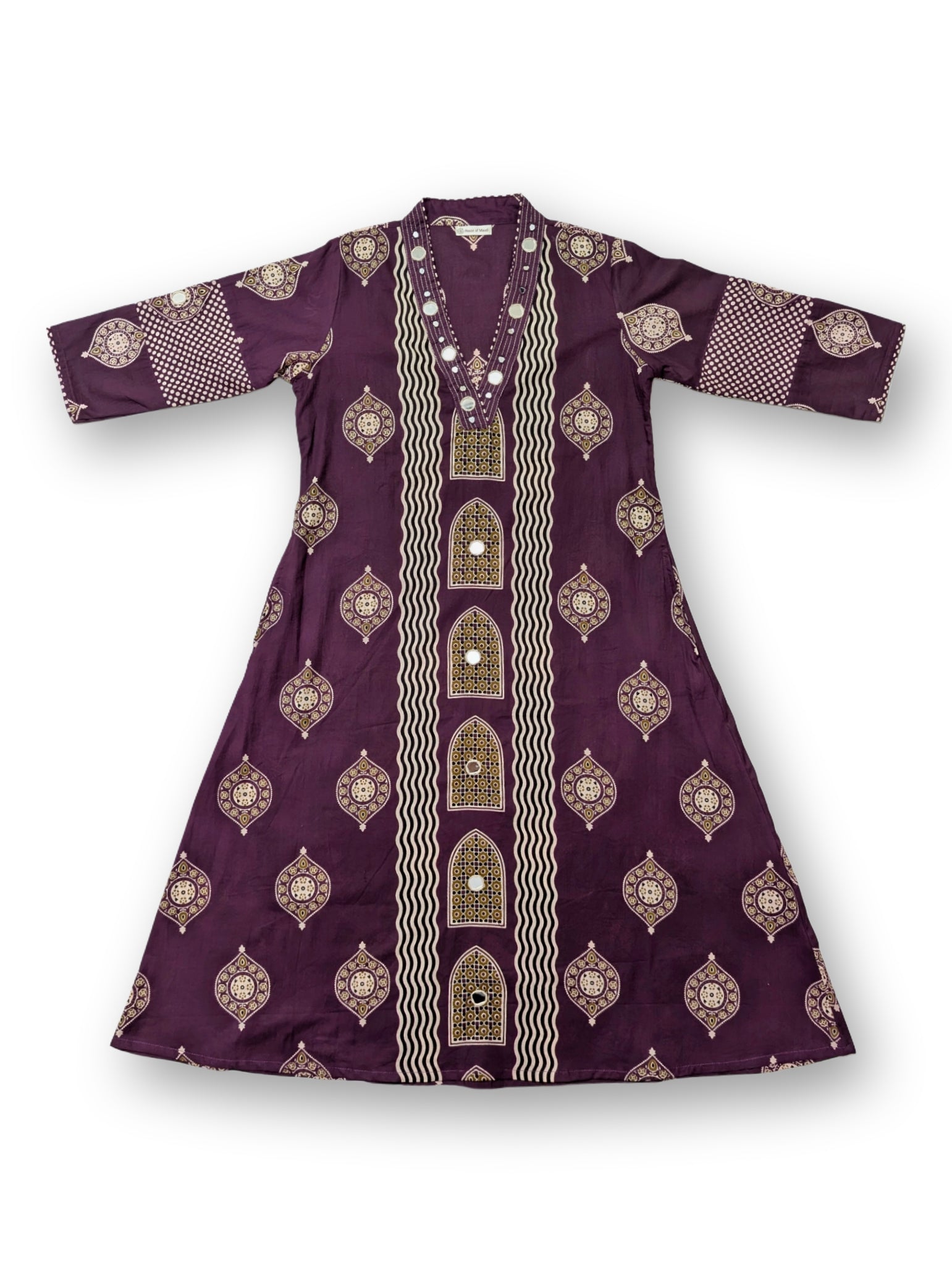 Noor Wine Printed A-Line Suit Set