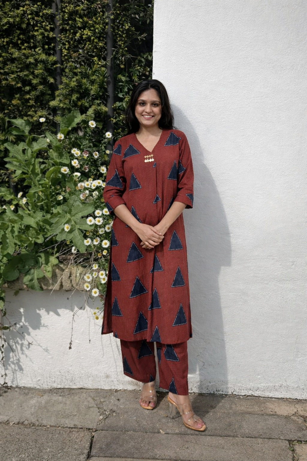 Rekha Cotton Rust Kurta Set