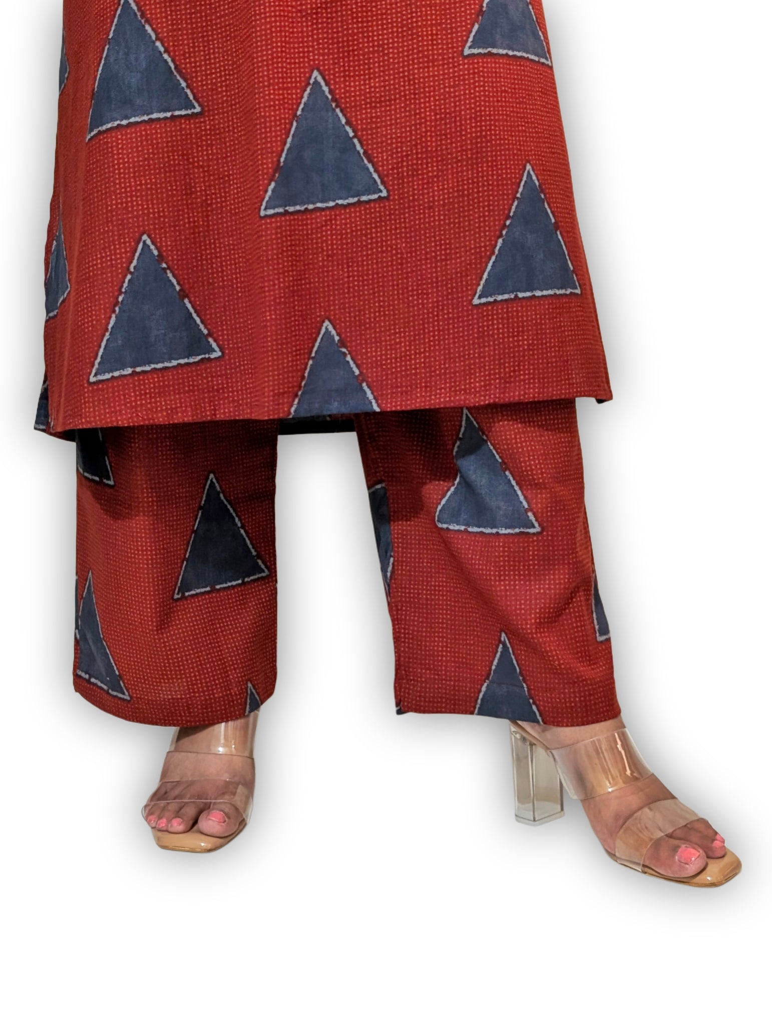Rekha Cotton Rust Kurta Set