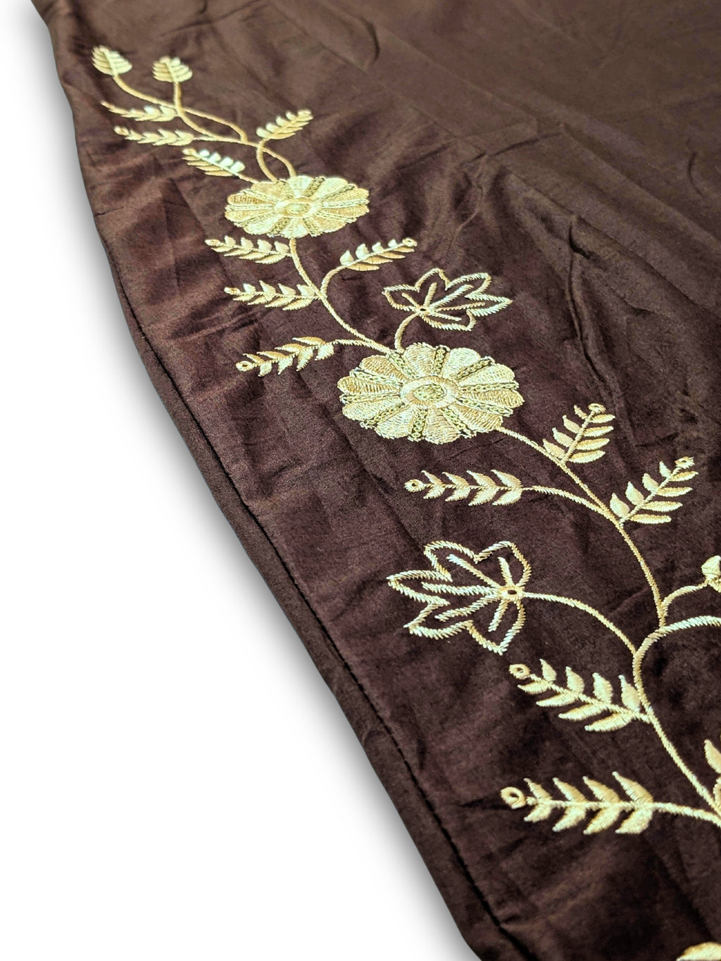 Mitti Handcrafted Embroidered A-Line Dabu Cotton Brown Kurta Set