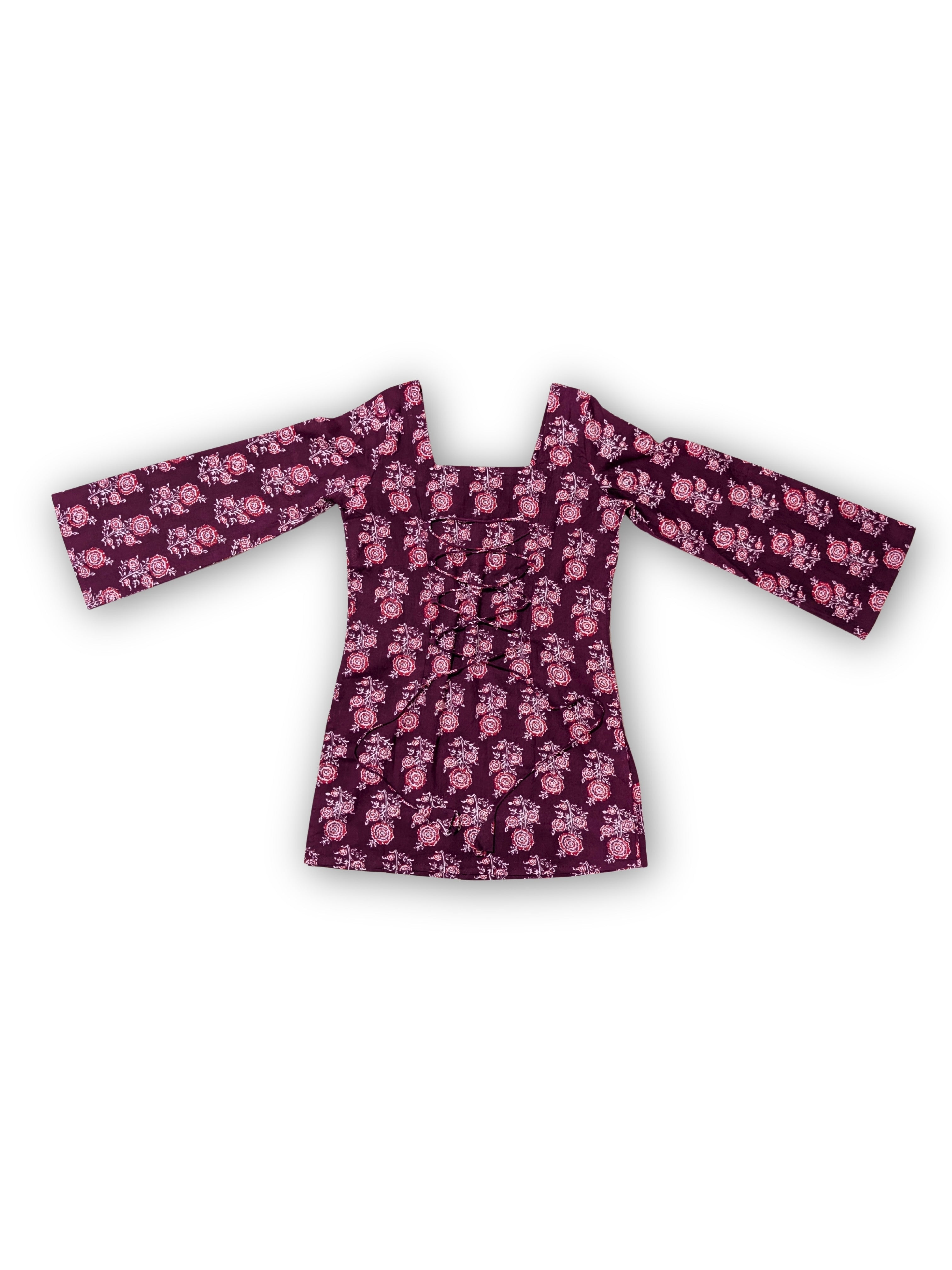 House of Maudi- Heer back dori wine short kurti
