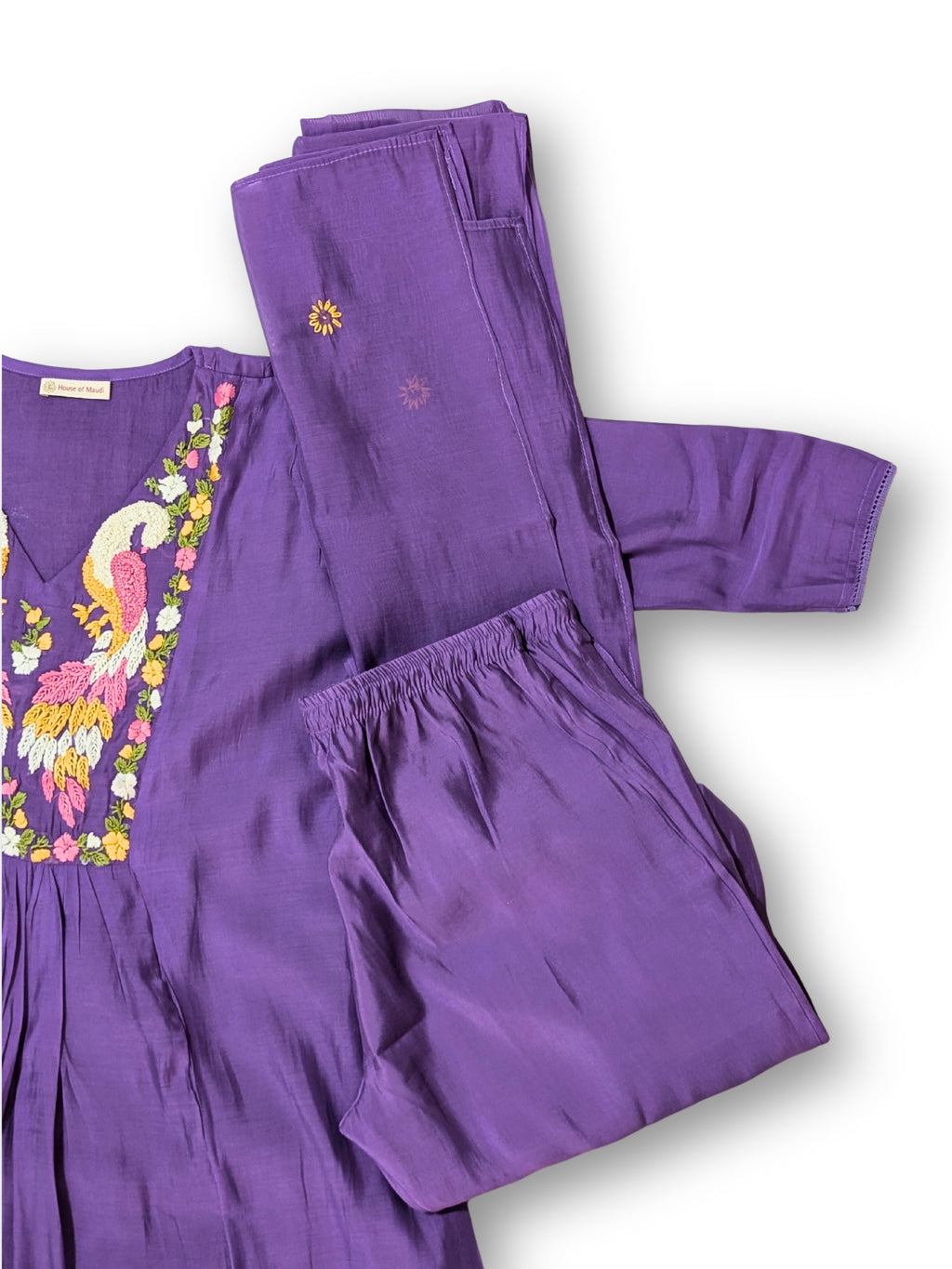Gulnaar Hand-Embroidered Mul Chanderi Suit Set