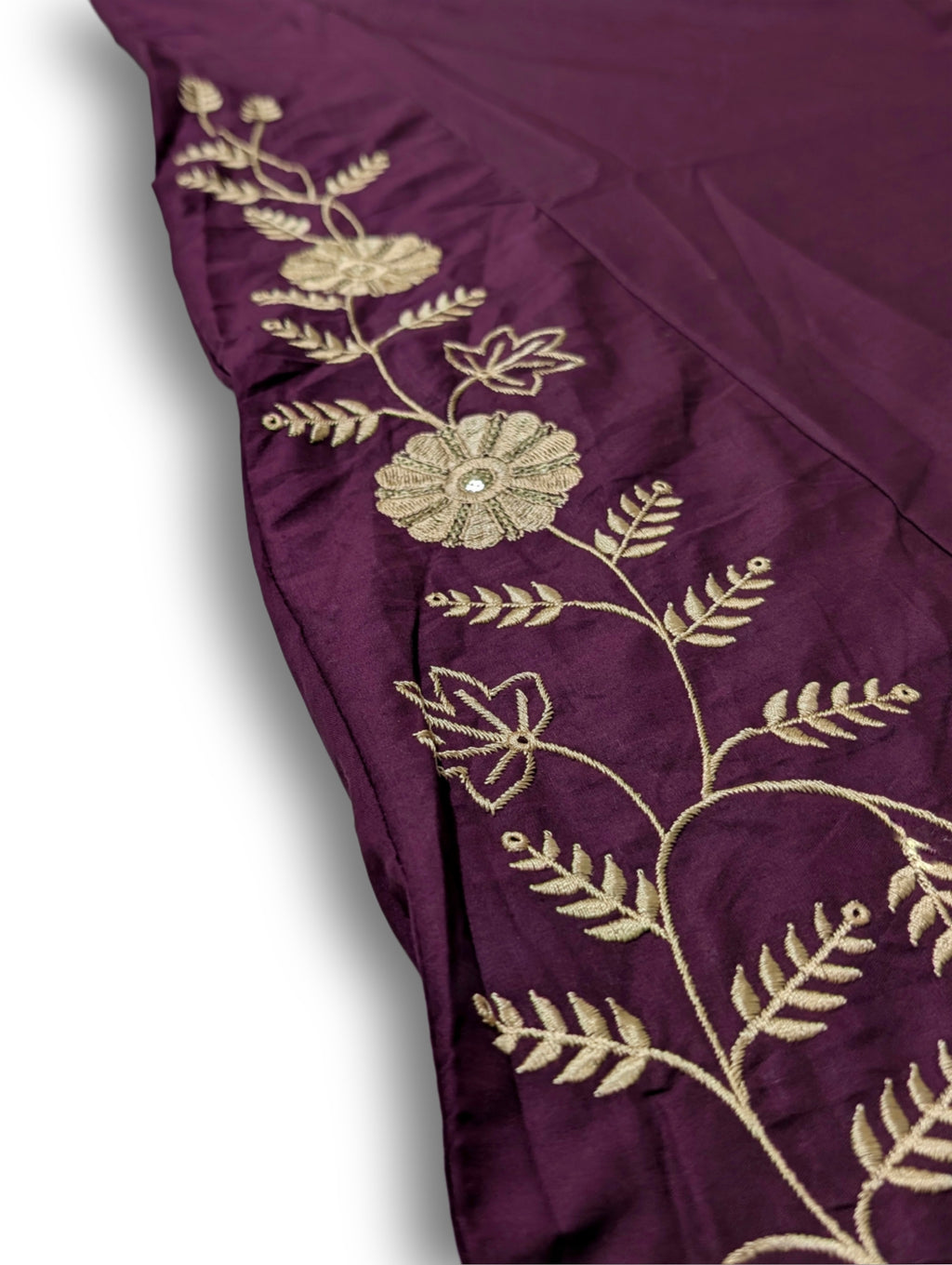 Mitti Handcrafted Embroidered A-Line Dabu Cotton wine  Kurta Set